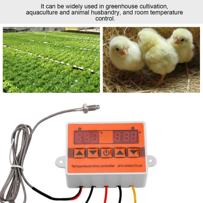 DC12V 24V AC110-220V Sondenleitung Digitaler Temperaturregler LED-Thermostat Regler Heiz-/Kühlungs-Thermoregulator