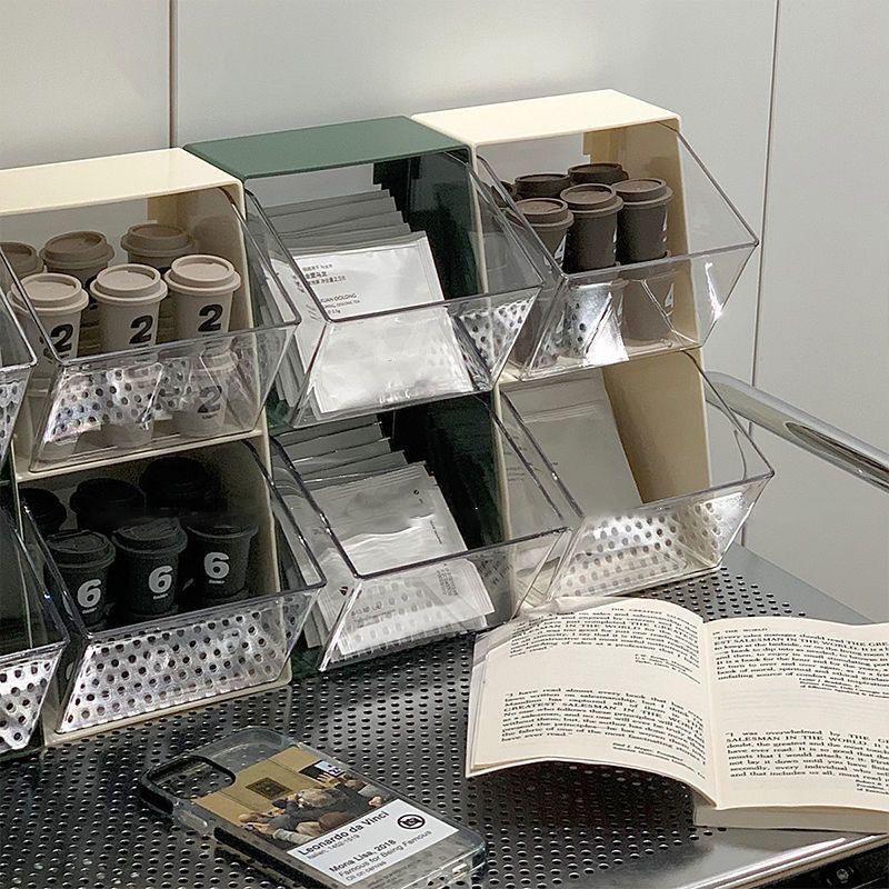 1 stück Acryl Transparent Teebeutel Aufbewahrungsbox Mit Deckel Büro Multifunktionale Aufbewahrungsbox Organizer Kaffeebeutel Fach Box