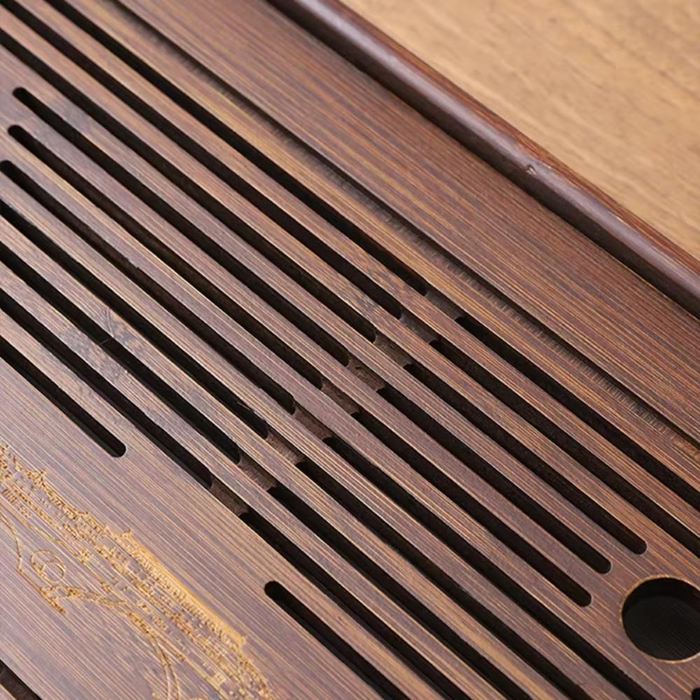 Bamboo Chinese Kungfu Tea Tray Engrave Pattern Tea Serving Tray Simple Tea Drainage Board  Office