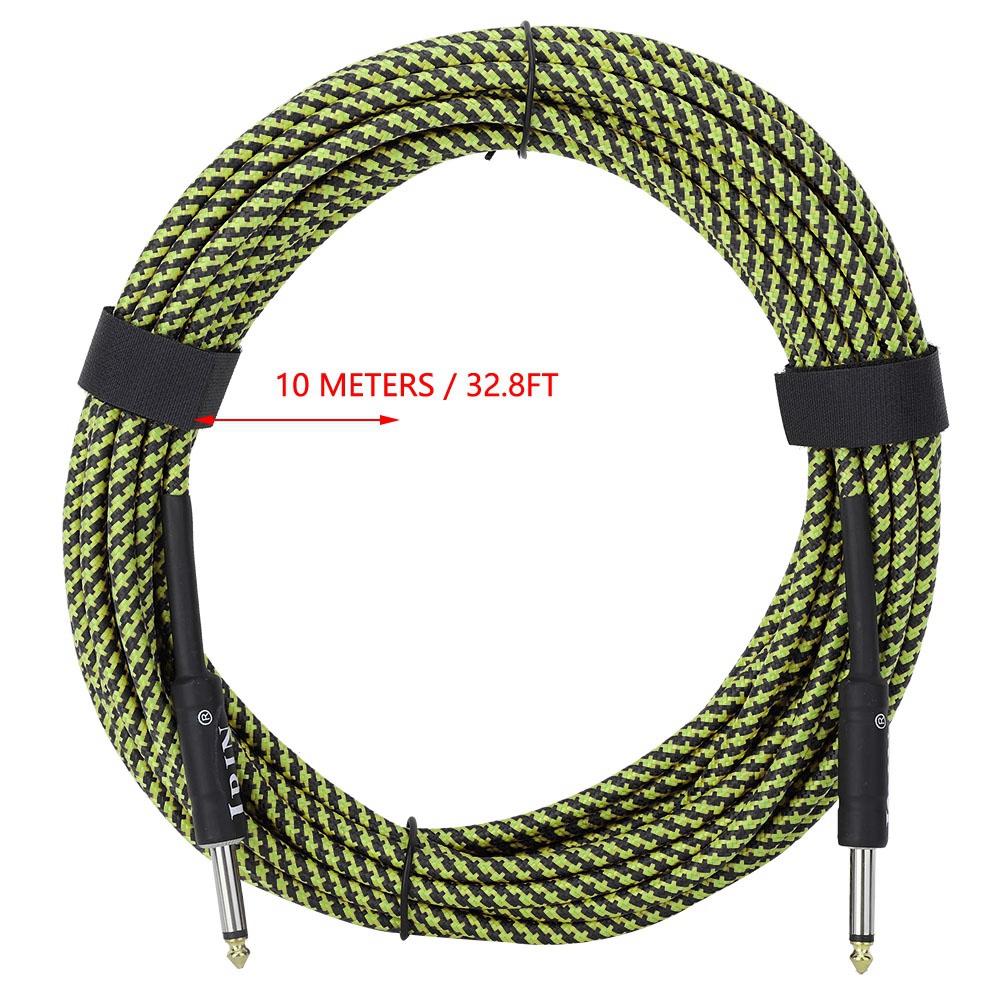 Cablu Universal de 32 de Picioare pentru Instrument Electric, Chitară, Bas, Pian, Cablu, Fir Audio (Negru+Verde)