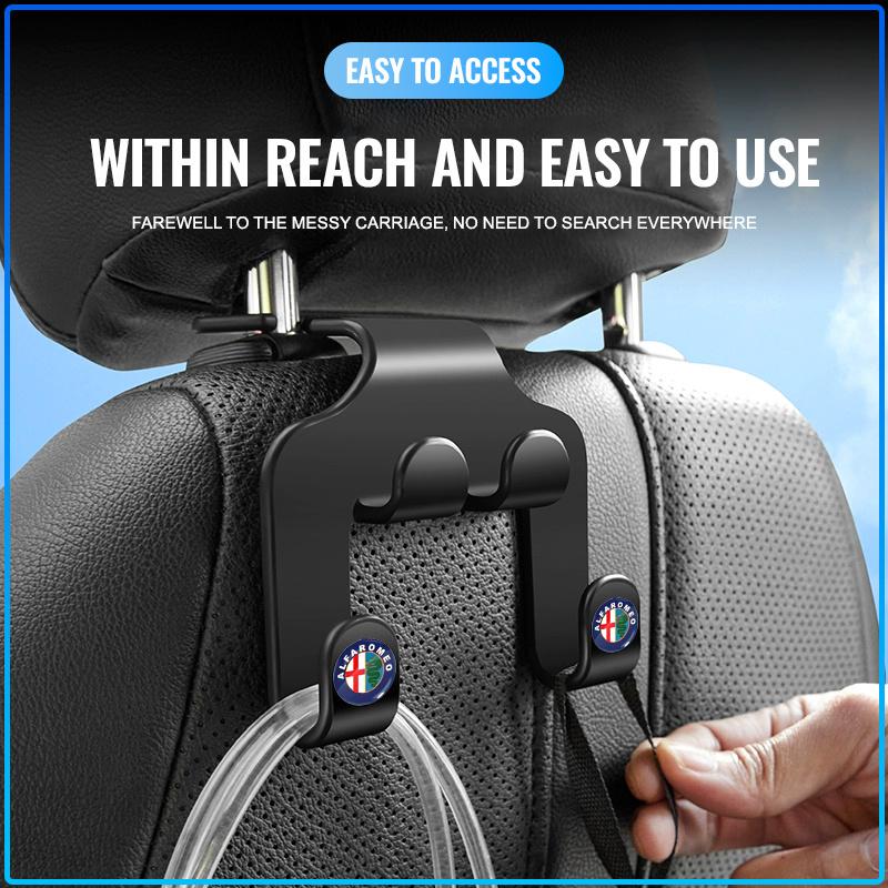 Car Seat Back Hooks Phone Holder Auto Portable Fastener Double Hooks For Alfa Romeo 147 159 Giulietta Giulia Mito Spider Alpha Nheadrest