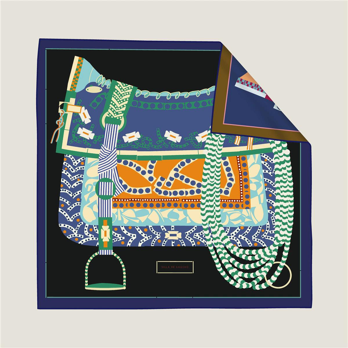 

New 90cm Manual Hand Rolled Twill Silk Scarf Women Saddle Double Print Square Scarves Wraps Echarpes Foulards Femme Hijab 90x90cm