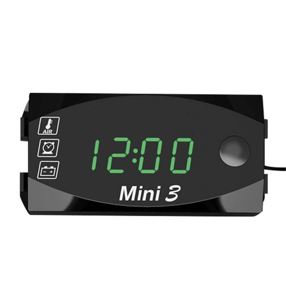 Three-In-One Digital Display IP67 Motorcycle Electronic Clock LED Watch Thermometer Voltmeter