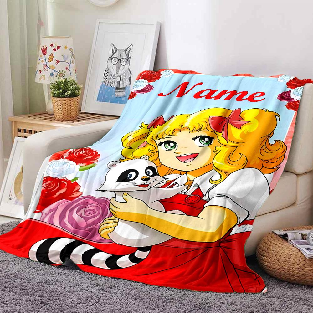 Customiz Name Personality Candy Candy (2) Blanket Soft &Warm Sofa Office Bed Travel Lunch Break Blanket, Gift Suitable for All Seasons
