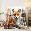 Gemütliche Flanell-Kuscheldecke mit Fuchs-Print, Weich, Wendbar, Komfort für Bett, Sofa, Camping, Reisen – Herbstliches Landschaftsdesign