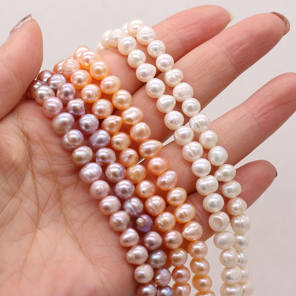1String, Natural Freshwater Pearls, Subcircle Pearl Beads, 6-7 Mm, for DIY Necklace Bracelet, Jewelry Making, Women Birthday Party Crafts, 36cm