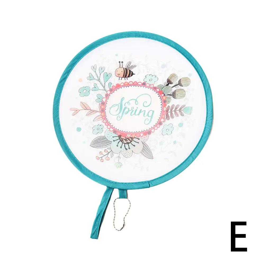

Mini Portable Folding Fan Portable Cartoon Pocket Cloth Embroidery Flower Silk Gift Round Fan Creative Fan Fans Foldable M3F5