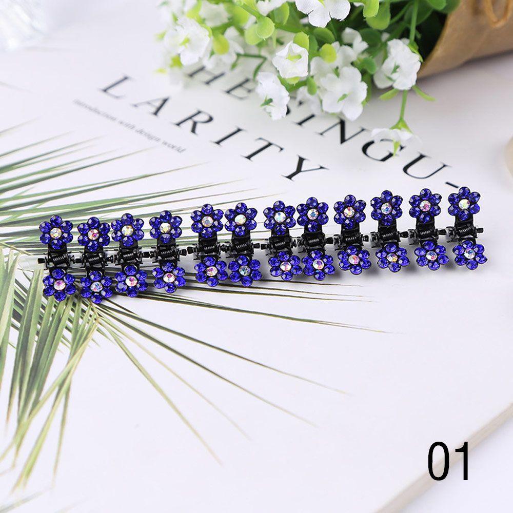 Fashion Glitter Flower No-Slip Grips Girls Rhinestone Hair Clips Mini Hair Claws Metal Clamps