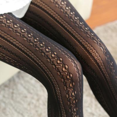 Sexy Fishnet Hollow Out Lace Vertical Strips Pantyhose Tights Women Stockings
