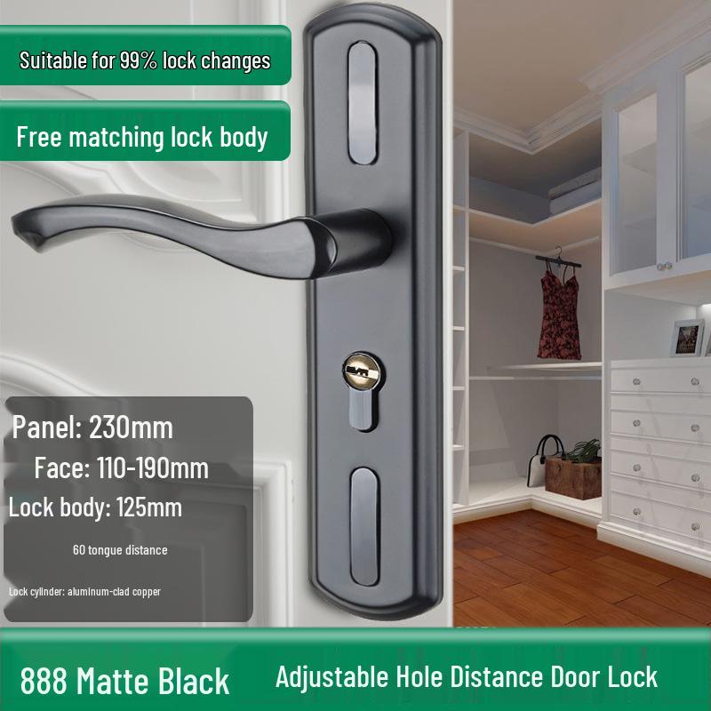 Univerzální magnetický černý vnitřní zámek kliky dveří pro dřevěné dveře ložnice