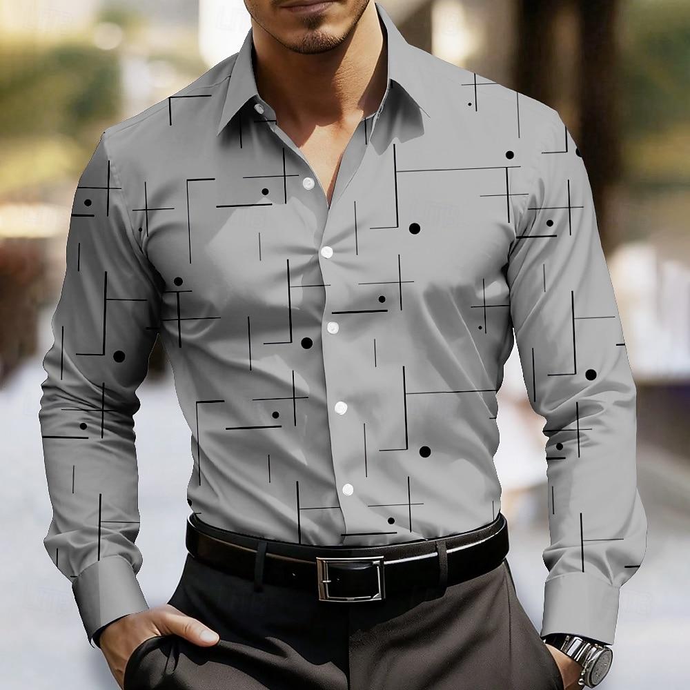 Men's Geometric Round Dots Abstract Art Shirt Button Up Shirt Long Sleeve Fashion Outdoor Dailywear 3D Print Collared Shirts