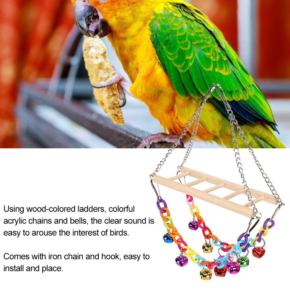 Pet Small Birds Parrot Acrylic Chain Ladder Hanging Bridge Swing Bite Climbing Toy with Bells