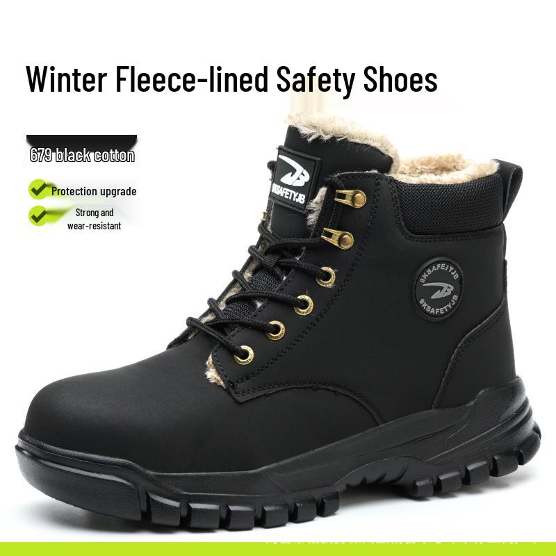 Temu Men s Steel Toe High-Top Work Boots - Cotton, Anti-Smash, Anti-Puncture, Soft Sole for Comfort