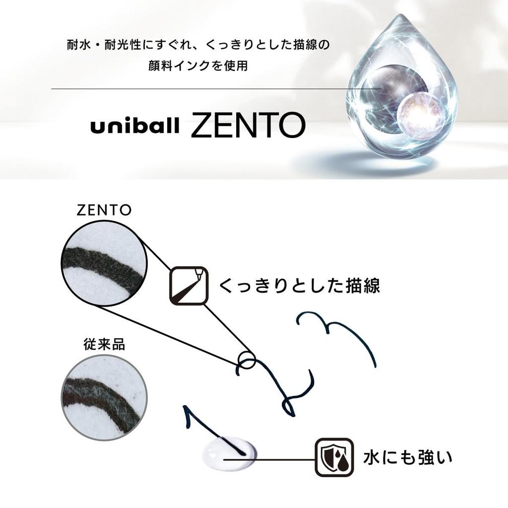 Mitsubishi Pencil Uni-ball ZENTO Gel Water-Based Ballpoint Pen Refill 0.5mm Black UBRZ05.24 10-Pack