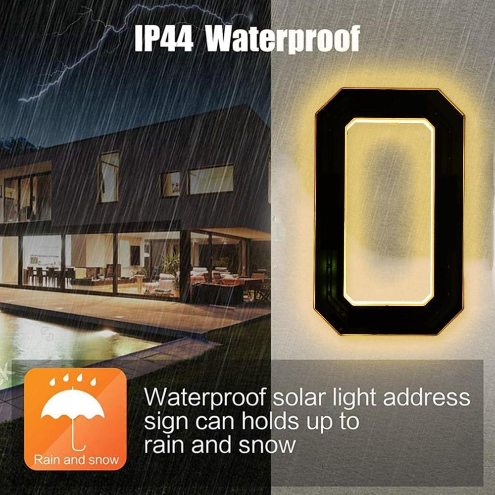 IP44 Waterproof Solar House Numbers 6.7 Inch Size Lighted House Numbers Outdoor Use