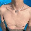 Hip-hop Punk Stainless Steel Hollowed-out Sun Flowers Pendant Sliver Color Layered Necklace for Women Men Collar Chain Jewelry