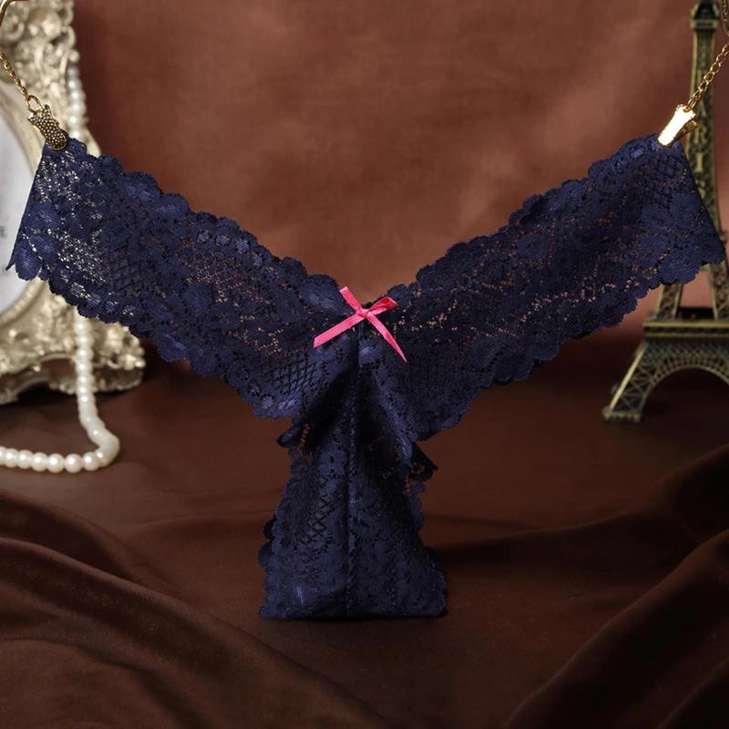 Sexy Lace G String Thong Underwear for Women Flowers Hollow Out Panties T-back K73