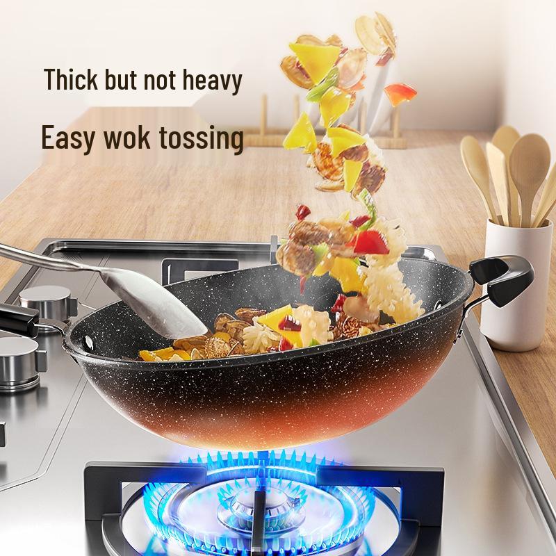 Maifan Stone Non-stick Lightweight Cast Iron Wok for Gas Stoves - Universal Household Cookware Gift