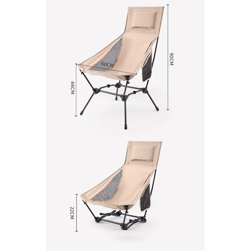 Foldable Moon Camping Chair Aluminum Lightweight Portable Quad Frame Beach Chair Ergonomic Backrest for Picnic Fishing Outdoor
