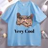 Gumbus Very Cool TShirt for Unisex Women Elastic Casual Short Sleeve Tshirt Cotton Printed Cute Cat T Shirt Oversized Streetwear