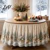 Festive Table Decor for Winter Events Christmas Skirt 70.9×29.5 Inch Round Cloth Vintage Snowy Snowman Decorations Scene Gnome Print Cover