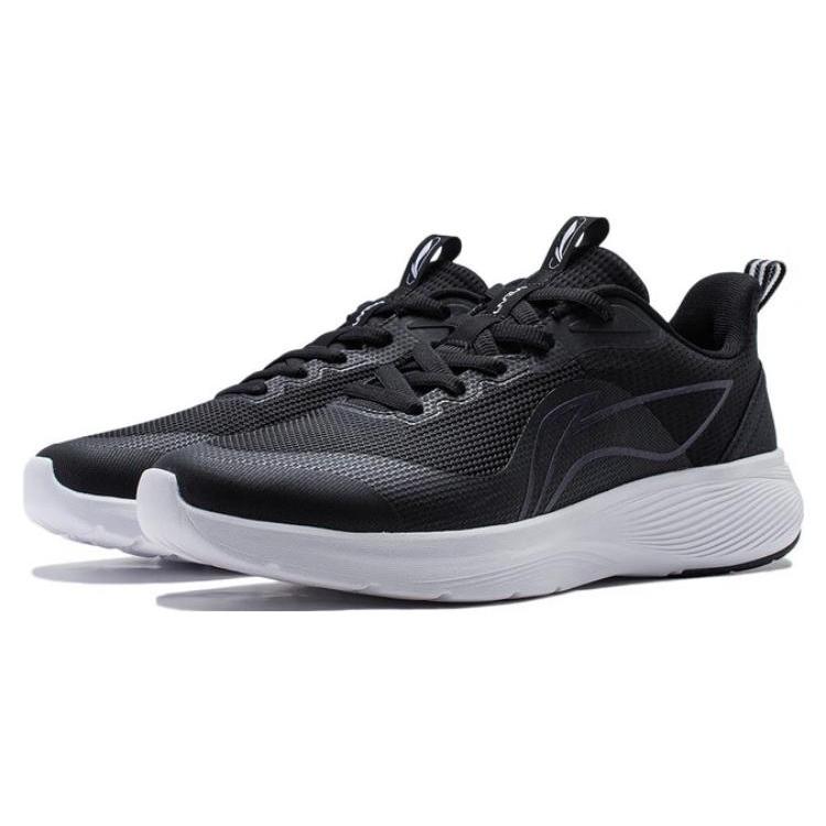 Li Ning Light Stroll Reflective Cushioning Slip Resistant Abrasion Resistant Low top Running Shoes Men's Black White ARST063-3