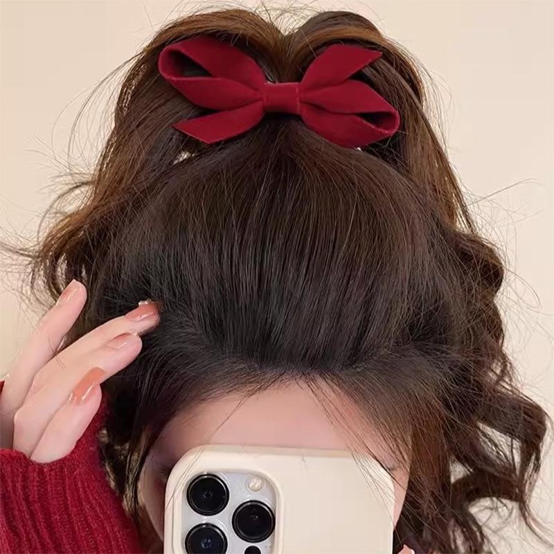 Rote Samt Weihnachts Schleife Haarspange für Damen und Babys