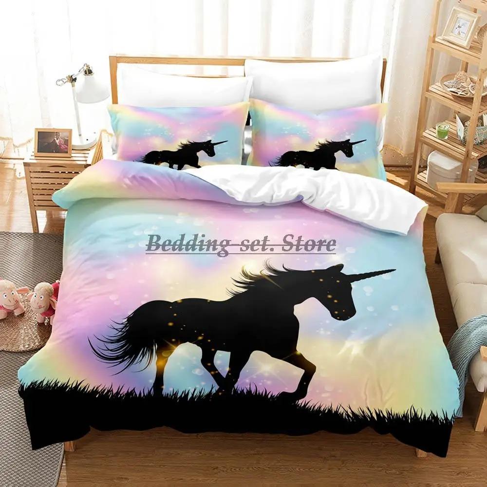

Радужный Конь единорог Постельное белье Комплект Односпальный Полуторный Двуспальный Кинг-сайз Комплект для кровати Взрослый Детский Спальня Набор пододеяльников Набор простыней 70x133cm 2pcs