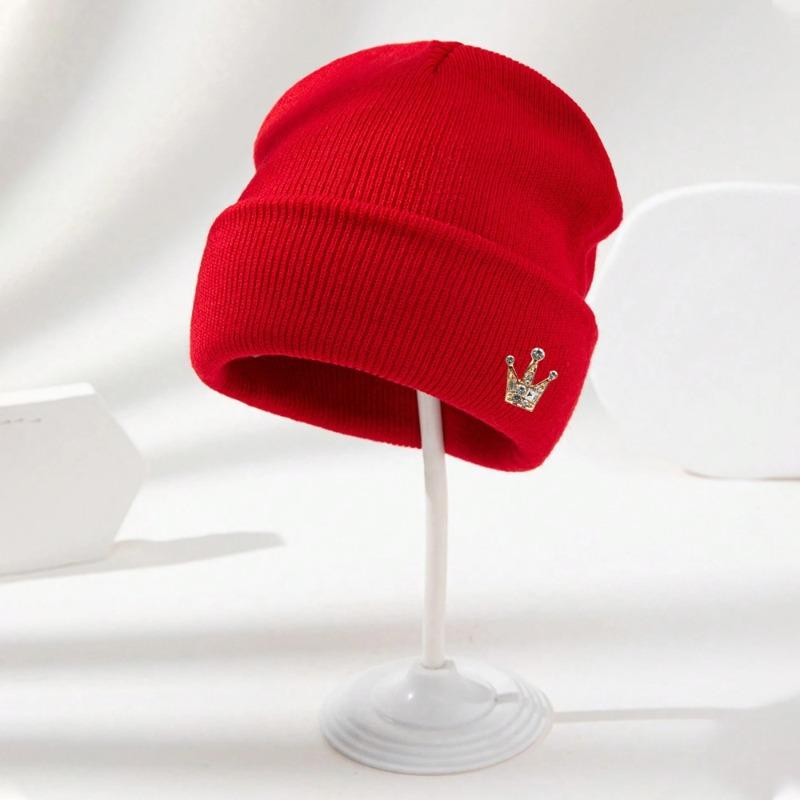 1pc Crown Beanie Hat,Unisex Elastic Lightweight Streetwear,Cold Protection Warm Autumn and Winter Skull for Daily Outdoor