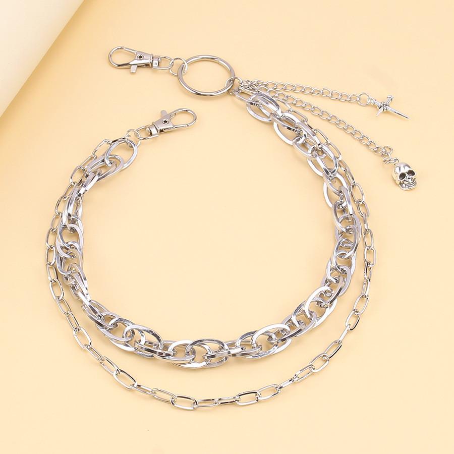 

Gothic Skeleton Double Layer Metal Belt Chain With Lobster Clasp For Men And Women