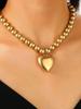 Exaggerated Heart Pearl Necklace with Irregular Hollow Design for Women