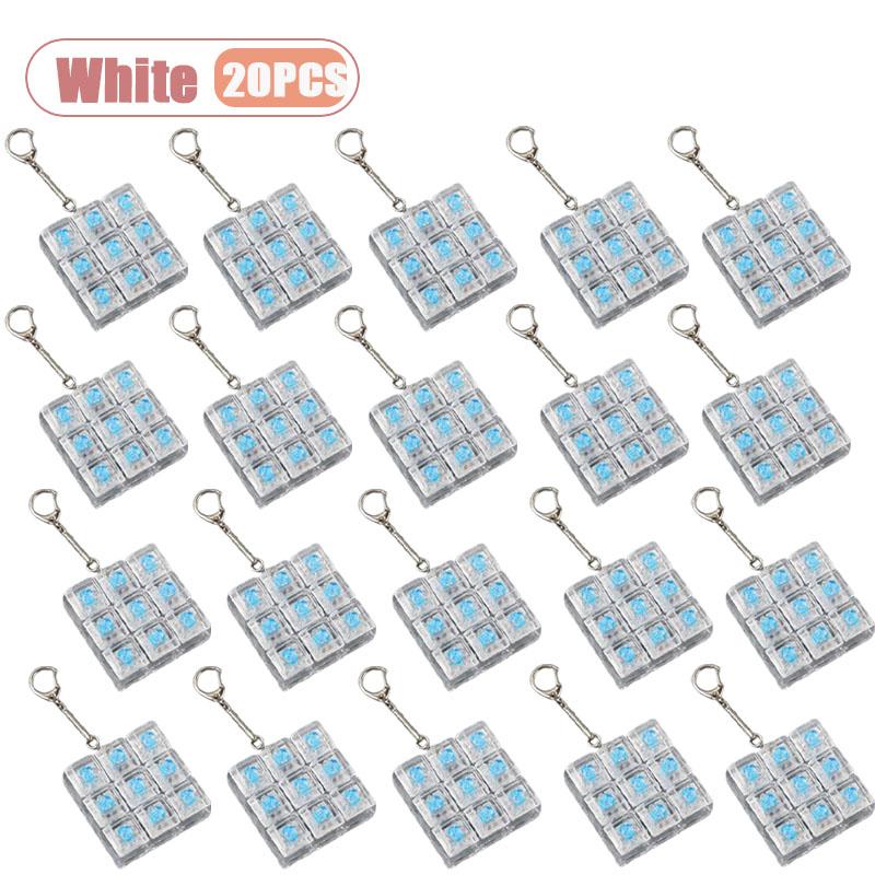1-20Pcs Creative Transparent Stress Relief Mechanical Keyboard Tester Gift Led Fidget Keychain With 9 Buttons Keyring For Kids