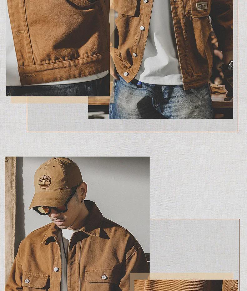 Men's American Heavyweight Retro Denim Jacket - Trendy, Loose-Fit Workwear for Spring and Autumn.