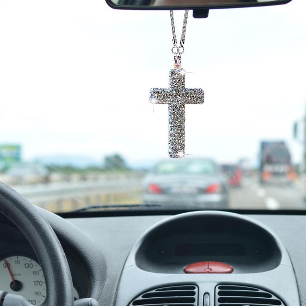 Autoanhänger Bling Religiöses Kreuz Autozubehör Christliches Religiöses Ornament Zubehör Für Auto Innenraum Haus Wohnzimmer