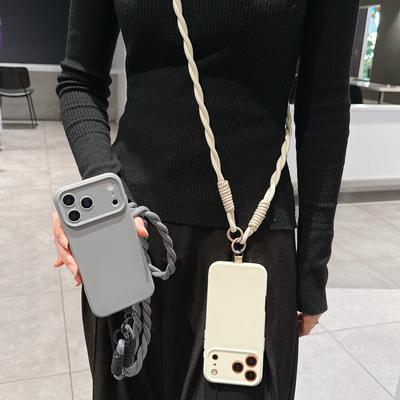 Fashionable Lanyard Phone Case Suitable For iPhone 17 Pro Max Long Lanyard 16 14 15 Plus Anti-Slip 12 13 11 Pro Max Case,Charm