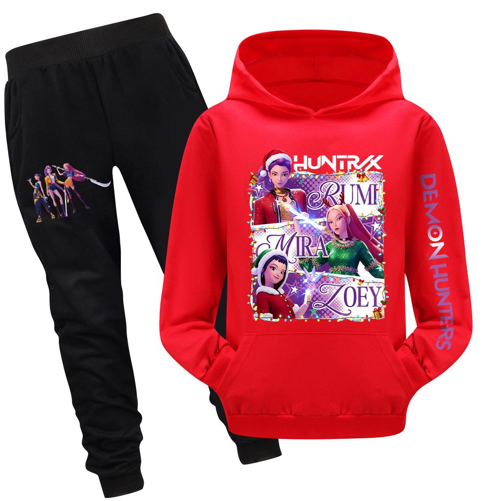 Children's Hooded Top And Pants Two-piece Tracksuit Set Long-sleeved Printed Sweatshirt Set