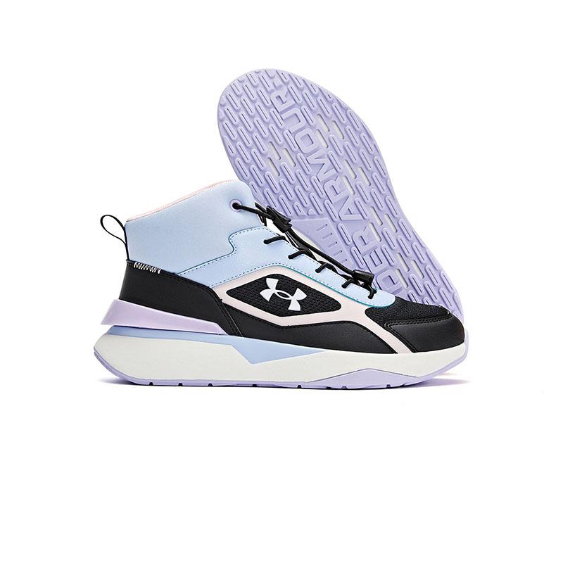 Under Armour Kids Lifestyle Series Fashion High-Top Casual Shoes Kids Sneakers Black Blue 2441304