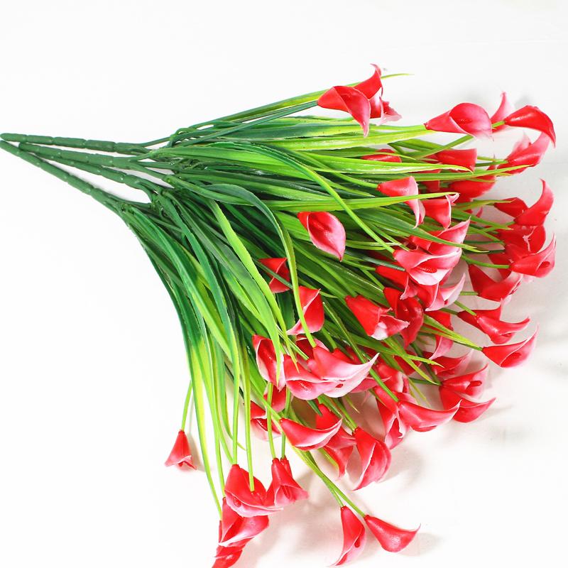 1 st Konstgjorda Blommor Färg Kallalilja Falska Blommor För Utomhus Trädgård Uteplats Utanför Fönster Gård Kontor Hem Skrivbord Rum
