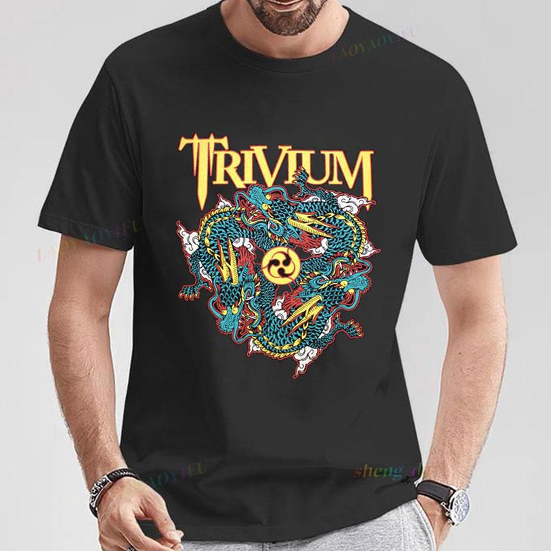 Camiseta Trivium Dragon Circle Pit Official T-Shirt Mens Cheap Material Polyester Short Sleeve Graphic T Shirts Rock Band Tee S разноцветный