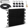10Row Transmission Oil Cooler Kit Universal Aluminum Engine Oil Radiator Converter With Hose Mounting Kit