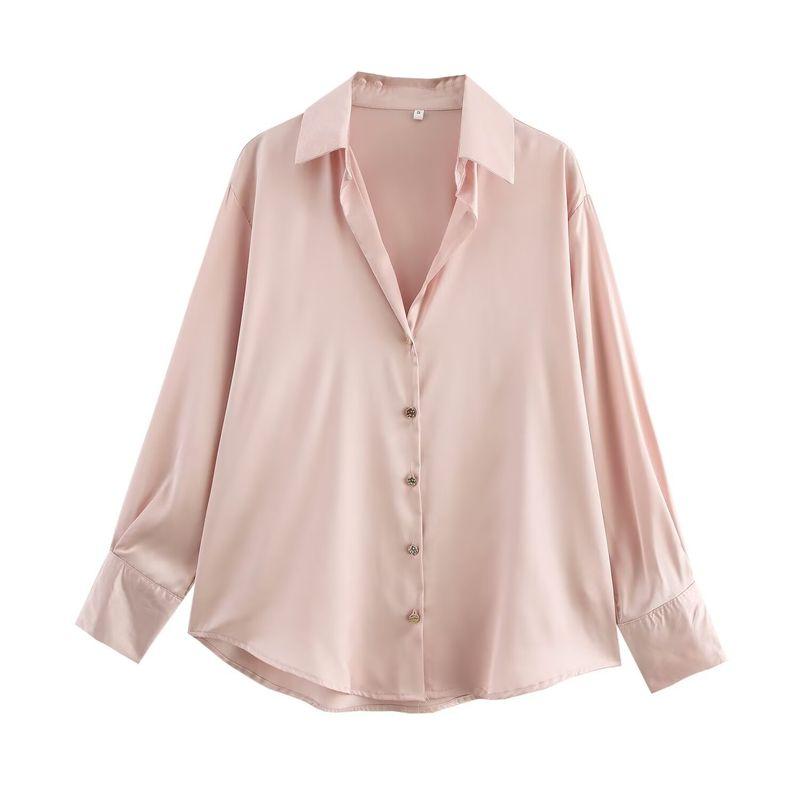 Kaslead New Arrival Women's Fashion Style Fashion Minimalist Silk Satin Textured Shirt 2074580