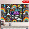 2D Flat Teacher Bulletin Board Backdrop, Colorful Inspirational Quote Photo Banner