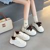 Winter New Retro Casual Thick-soled Leather Little White Shoes Women's Round Head Versatile Velvet Lace-up Sports Board Shoes