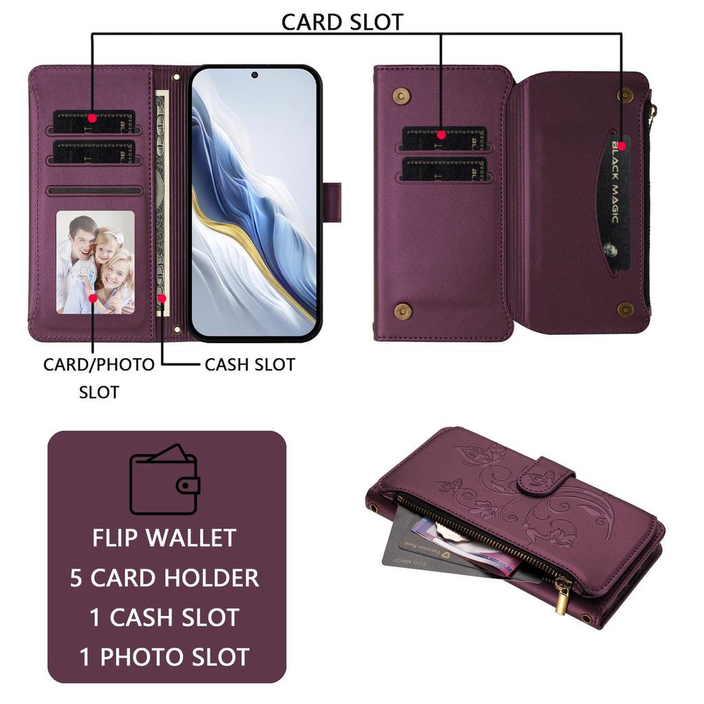 3D Butterfly Folwer Leather Phone Wallet Case Book Stand For iPhone 17 16 Pro Max Samsung S25 Xiaomi Redmi Honor Oppo Moto Google Card Slot Flip Cover