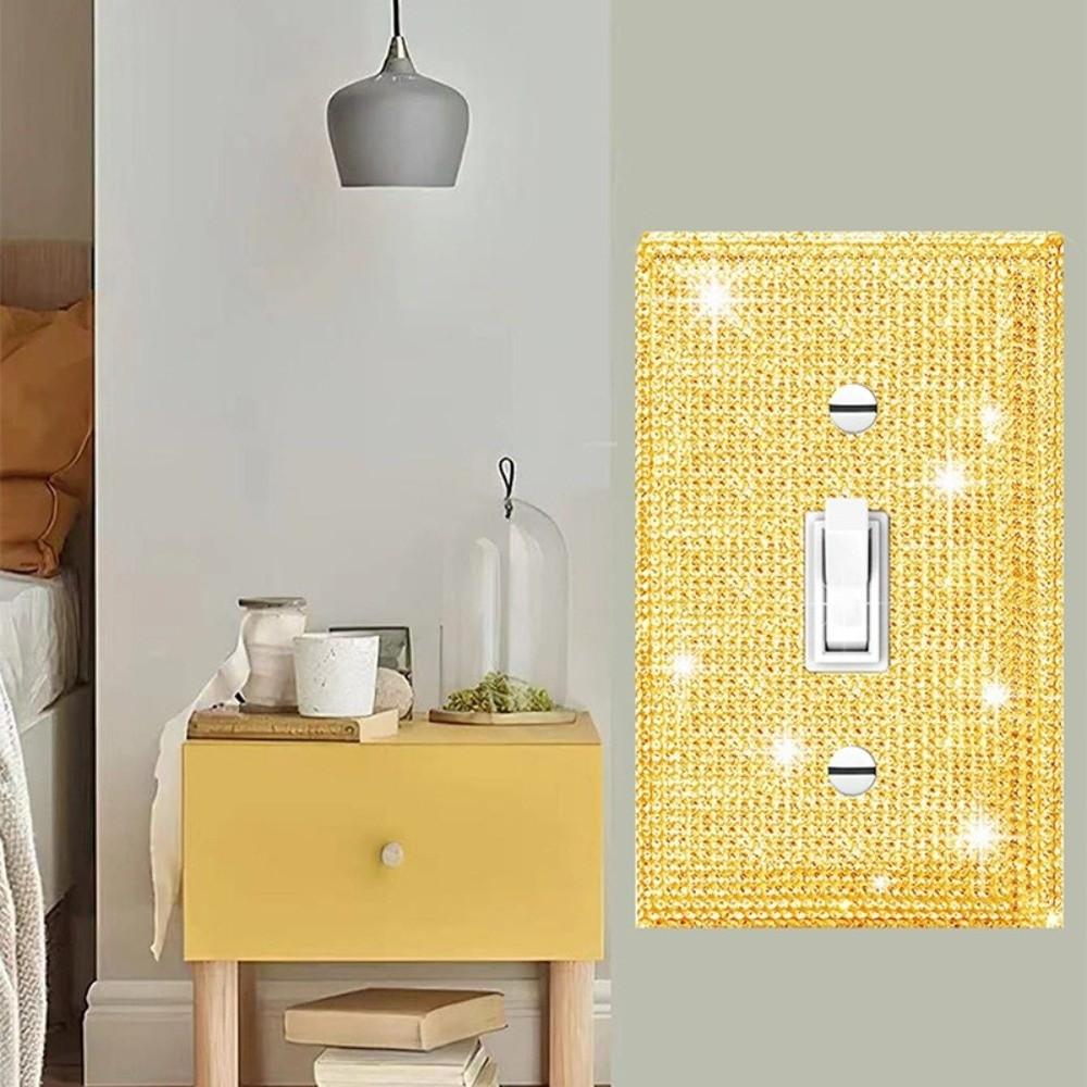 US Standard Sparkling Switch Decorative Cover Flashing Dustproof Socket Cover Rhinestone Sturdy Switch Cover Living