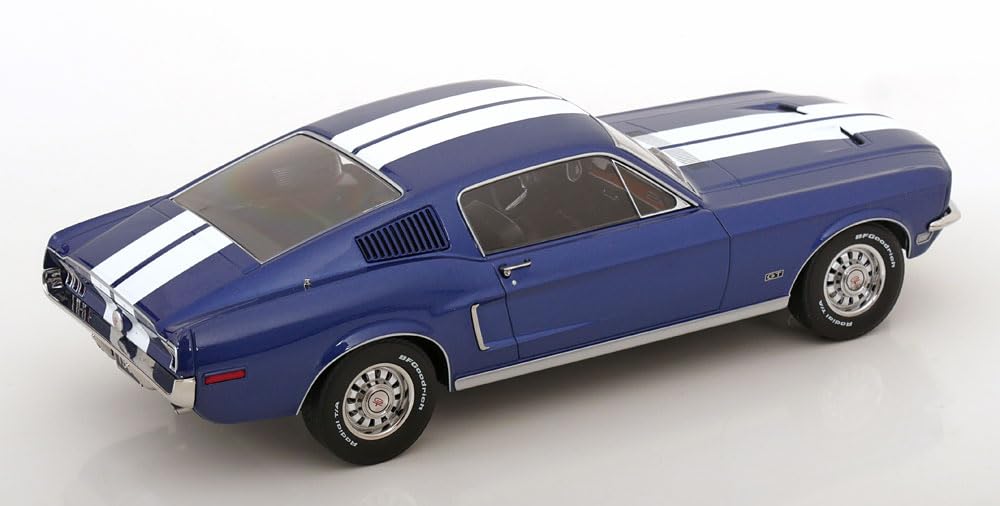 FREESTYLE KK Scale Scale Ford Mustang GT Fastback 1968 Blue Finished Product KKDC181394 1/18 Metallic/White