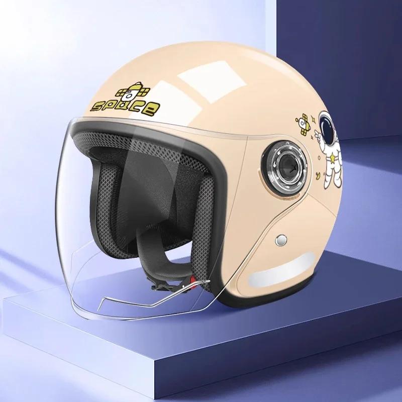 

2025 Motorcycle Open Face Helmet For Men And Women Dual Lens Sun Visor Face Shield Top Lightweight Scooter Bike Retro 3/4 Helmet хакі