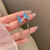 111 Silver Needle Blue Crystal Butterfly Tassel Premium Earrings New Cold Wind Delicate Earrings Smart Earrings