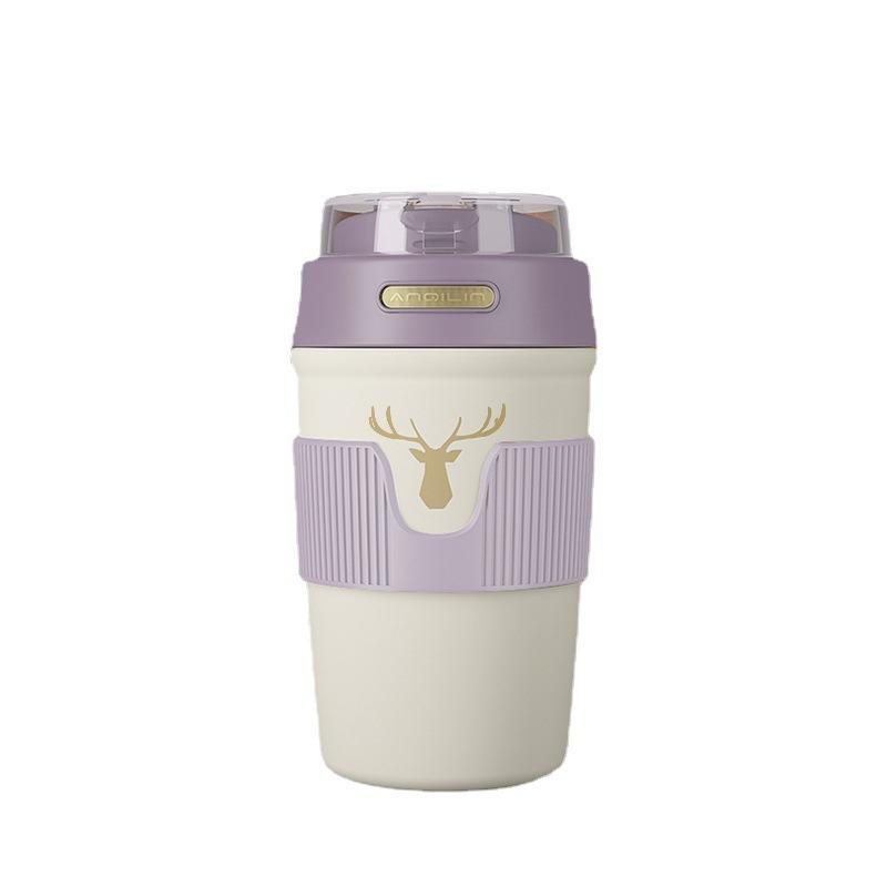 1PC Stainless Steel Coffee Cup Accompanying Cup Girls Thermos Cup High Value Straw Student Thermos Cup