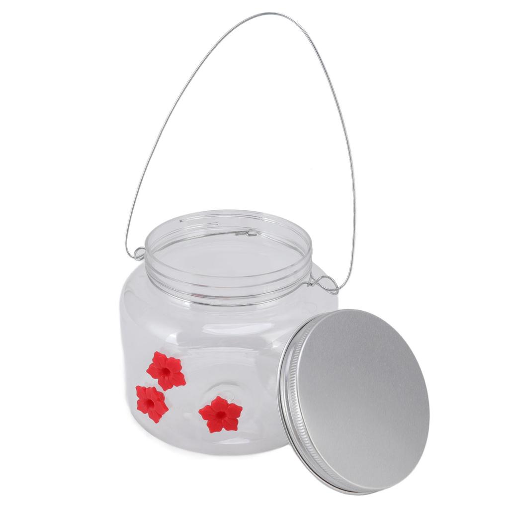 Hanging Bird Feeder 475ml Unique Red Flowers Design 3 Feeding Ports Wide Opening Easy Filling Bird